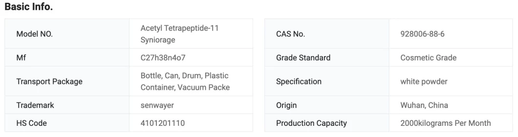 Anti-Wrinkle & Anti-Aging Series Cosmetic Peptide CAS. 928006-88-6 Acetyl Tetrapeptide-11 Syniorage